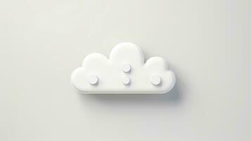 3D white cloud icon minimal style, cloud computing online service, digital technology security concept, Generative AI illustration photo