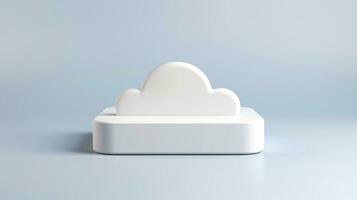 3D white cloud icon minimal style, cloud computing online service, digital technology security concept, Generative AI illustration photo