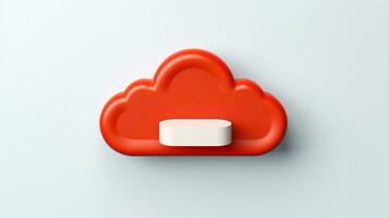 3D red white cloud icon minimal style, cloud computing online service, digital technology security concept, Generative AI illustration photo