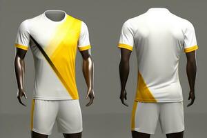 Mockup sports football team uniforms multicolors shirt, Generative AI illustration photo