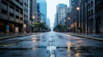Classical architecture and urban roads, empty road in the city, Generative AI illustration photo