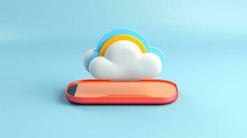 3D cloud icon minimal style, cloud computing online service, digital technology security concept, Generative AI illustration photo