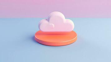 3D cloud icon minimal style, cloud computing online service, digital technology security concept, Generative AI illustration photo