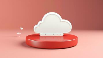 3D red white cloud icon minimal style, cloud computing online service, digital technology security concept, Generative AI illustration photo