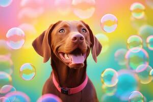 Close-up of cute dog with beautiful bokeh background, Generative AI illustration photo