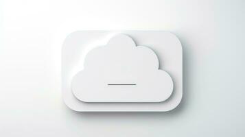 3D white cloud icon minimal style, cloud computing online service, digital technology security concept, Generative AI illustration photo