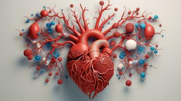 3D illustration mockup of the human organ system, Anatomy, Nervous, circulatory, digestive, excretory, urinary,and bone systems. Medical education concept, Generative AI illustration photo