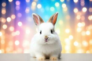 Close-up of cute rabbit with beautiful bokeh background, Generative AI illustration photo