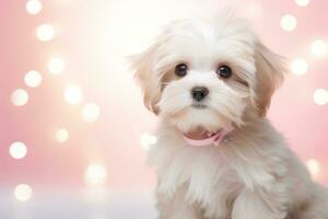 Close-up of cute dog with beautiful bokeh background, Generative AI illustration photo