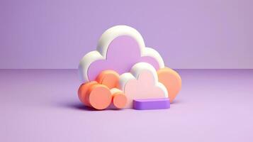 3D purple cloud icon minimal style, cloud computing online service, digital technology security concept, Generative AI illustration photo