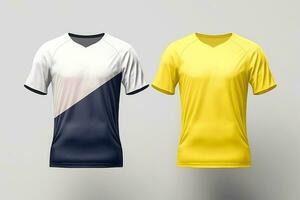 Mockup sports football team uniforms multicolors shirt, Generative AI illustration photo