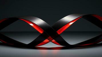 Red ribbon on dark background, World AIDS Day, concept of helping those in need, Generative AI illustration photo