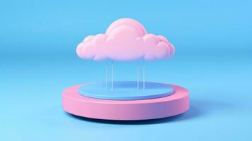 3D cloud icon minimal style, cloud computing online service, digital technology security concept, Generative AI illustration photo