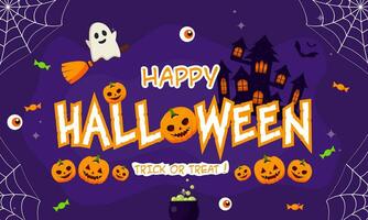 Happy Halloween background template in the darkness with pumpkin vector