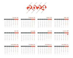 2024 sencillo calendario diseño modelo vector