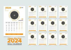 Wall Calendar 2024 Template Design, Year Planner 2024 vector