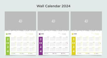 pared calendario 2024 modelo diseño, año planificador 2024 vector