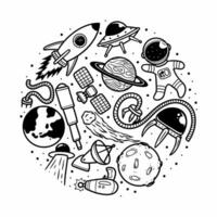 Astronaut Space Equipment Hand Drawn Vector