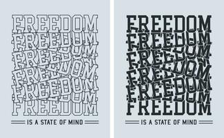 Freedom slogan t shirt pattern overlap type, motivational quote, lettering concept, banner, poster, etc. vector