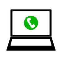 Laptop call icon. Computer and phone icon. Vector. vector