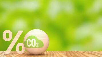 The Co2 icon on wood ball for ecological concept 3d rendering photo