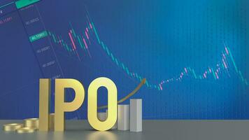 The gold ipo on chart background for Business concept 3d rendering photo