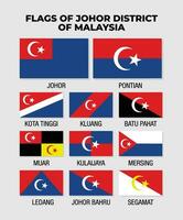 Malasia estado banderas johor distrito colección diseño modelo vector
