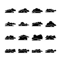 Vector Glyph Set of Different Clouds Illustration