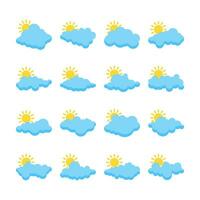 Vector Color Set of Different Sun Clouds Illustration