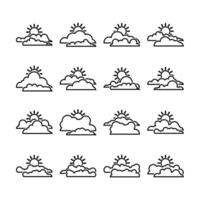 Vector Line Set of Different Sun Clouds Illustration