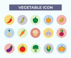 Vegetable flat vector icon set