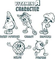 vitamin A mascot cartoon character coloring book vector