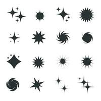 Collection of retro futuristic shiny icons. Set of star figures. vector