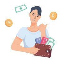 billetera de dinero de moda vector