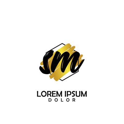 SM Initial Brush In Circle Frame Template Design