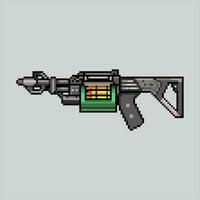 Pixel art Machine Gun. Pixelated Machine Gun. Machine Gun weapon icons background pixelated for the pixel art game and icon for website and video game. old school retro. vector