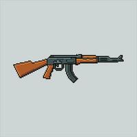 píxel Arte smg. pixelado corto máquina pistola. smg arma íconos antecedentes pixelado para el píxel Arte juego y icono para sitio web y vídeo juego. antiguo colegio retro vector