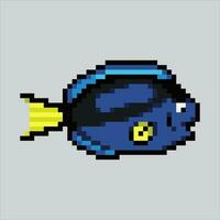 Pixel art tropical Fish. Pixelated sea fish. Ocean sea fish icons background pixelated for the pixel art game and icon for website and video game. old school retro. vector