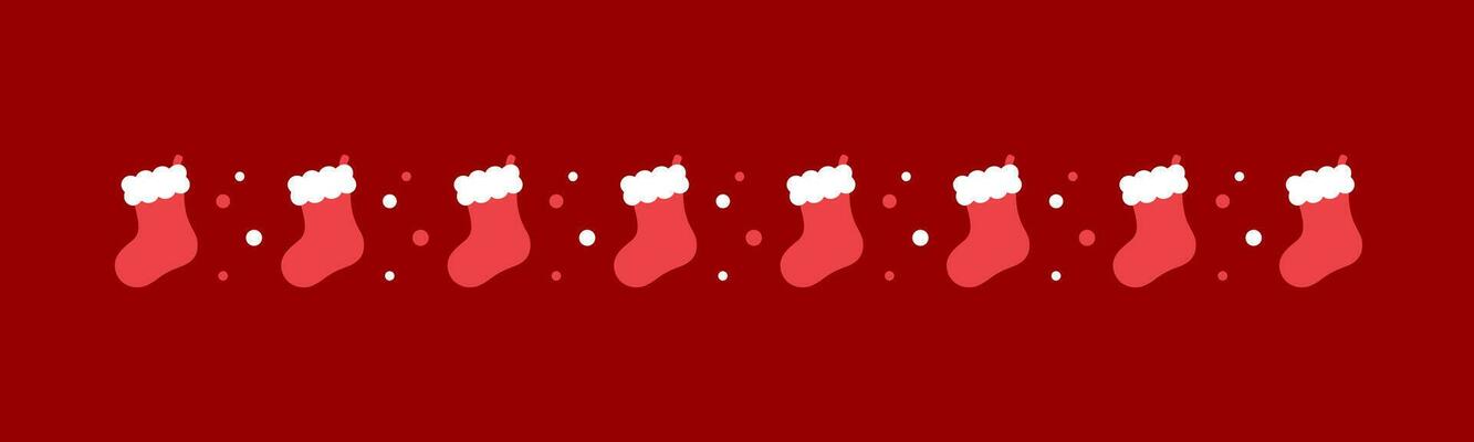 Christmas themed decorative border and text divider, Christmas Stocking Pattern. Vector Illustration.
