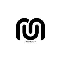 Letter Um or Mu initial line art creative flat shapes alphabet abstract font monogram logo vector