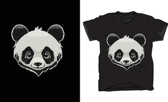 increíble camiseta diseño en panda cabeza. vector