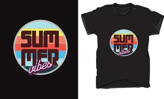 Beautiful T-Shirt design where colorful circle and summer vibes in words. vector