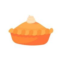 Pumpkin Pie with Whipped Top Sweet Food for Thanksgiving vector