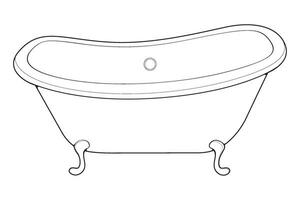 Hand-drawn outline bathtub, simple styles outline vector. Simple doodle sketch style. Vector illustration.