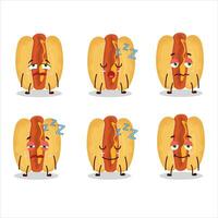 Cartoon character of hot dogs with sleepy expression vector