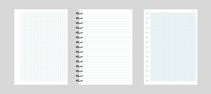 Checkered paper and a line in a notebook. Paper background for web. Blank notebooks with grid for homework