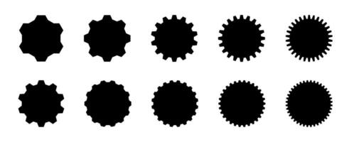 10 shapes of gears line icons. Flat machine gear icon. Wheel cogwheel vector. Simple outline isolated elements vector collection.