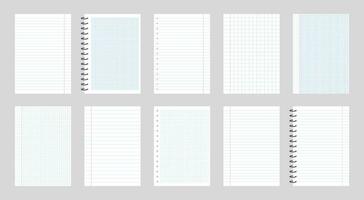 Set of 10 realistic vector illustration of blank paper on gray background