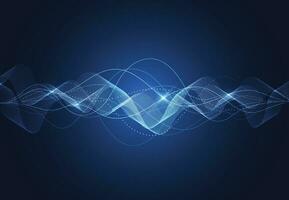 ondas de sonido de habla moderna que oscilan la luz azul oscuro, fondo de tecnología abstracta. ilustración vectorial vector