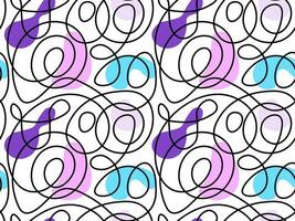 Seamless vector pattern of abstract continuous single line. One line art, geometry, wave, doodle